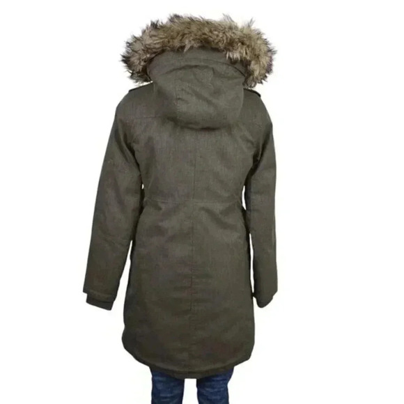 Aritzia TNA Blackcomb Parka Coat Winter Jacket Fur Lined Hooded Green Size Small - Picture 7 of 16